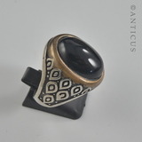 Man's Ring, Silver with Black Onyx Stone.
