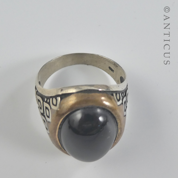 Man's Ring, Silver with Black Onyx Stone.