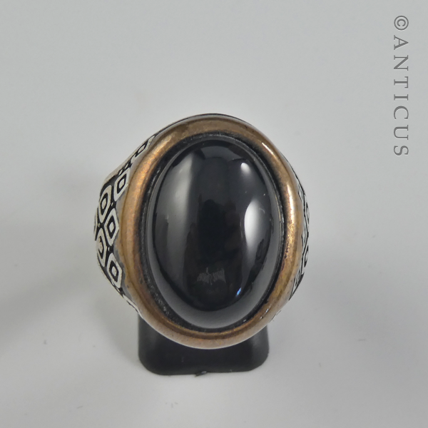 Man's Ring, Silver with Black Onyx Stone.