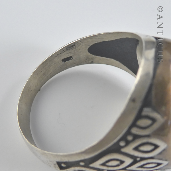 Man's Ring, Silver with Black Onyx Stone.