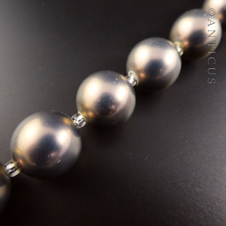 Necklace, Silver and Pearly Gold Beads.