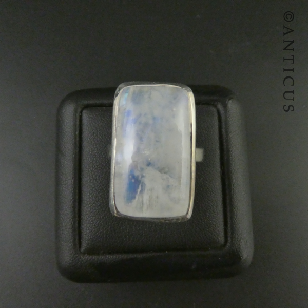 Rainbow Moonstone and Silver Ring.