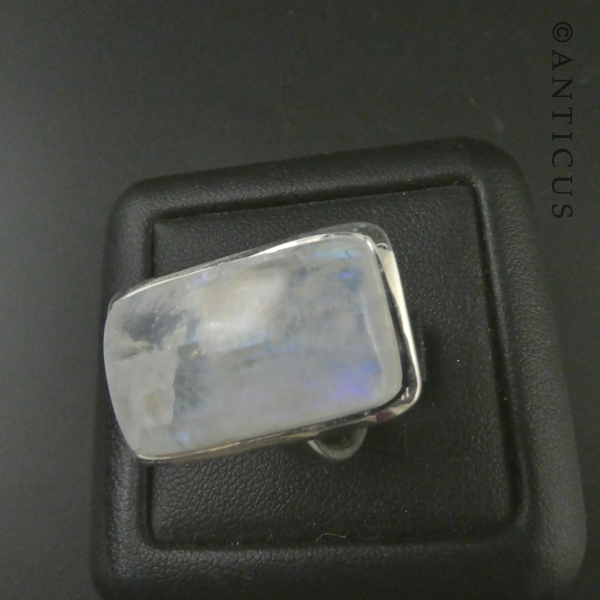Rainbow Moonstone and Silver Ring.