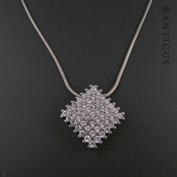 Sterling Silver and Crystals, Pendant on Silver Chain.
