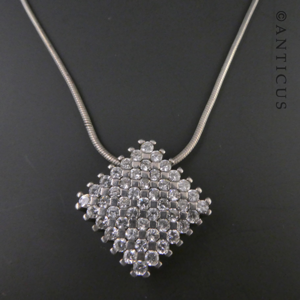 Sterling Silver and Crystals, Pendant on Silver Chain.