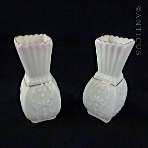 Pair of Small Irish Belleek Vases.