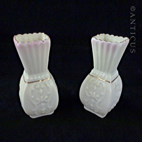 Pair of Small Irish Belleek Vases.