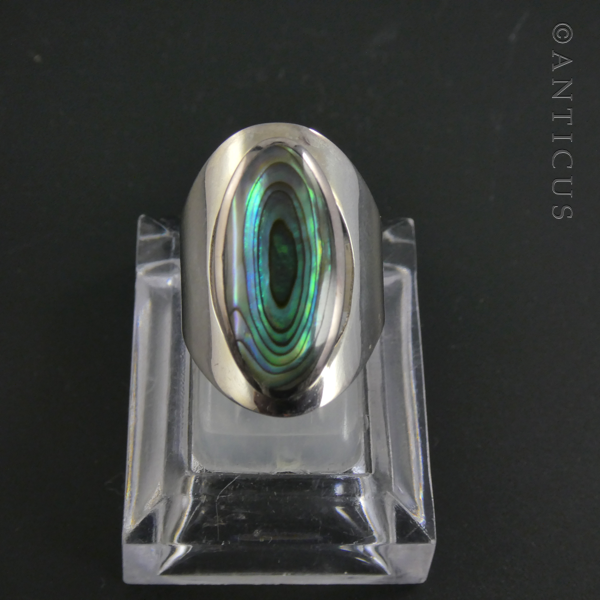 Paua Shell and Sterling Silver Ring.