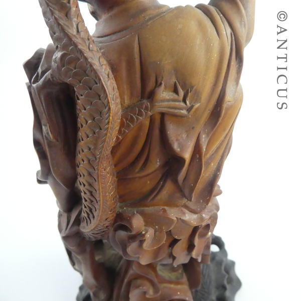Carved Chinese Figurine, Man with Dragon.