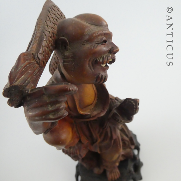Carved Chinese Figurine, Man with Dragon.