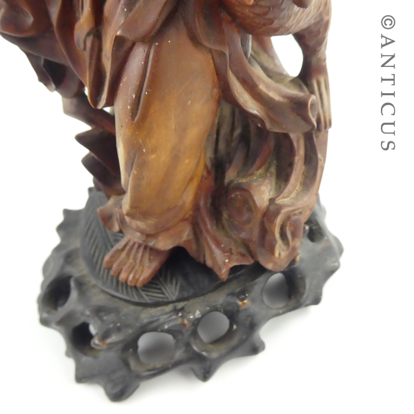 Carved Chinese Figurine, Man with Dragon.