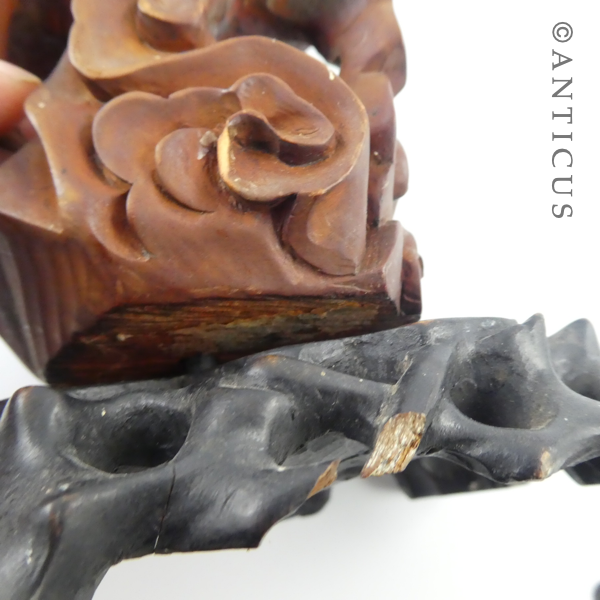 Carved Chinese Figurine, Man with Dragon.