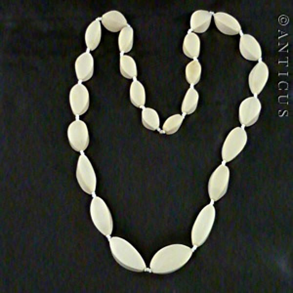 Art Deco Ivory Bead Necklace.