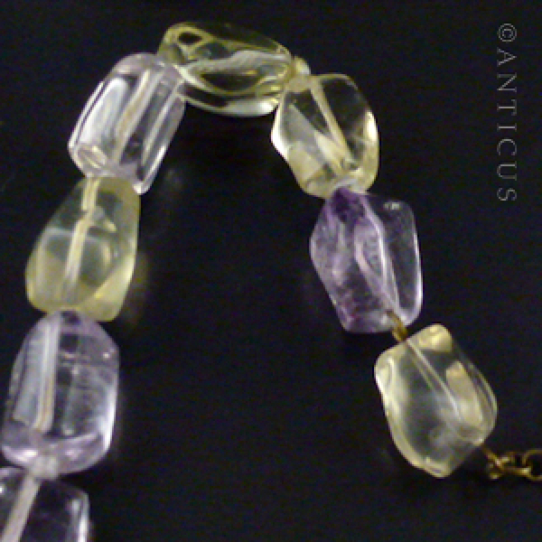Amethyst and Citrine Natural Pieces Necklace.