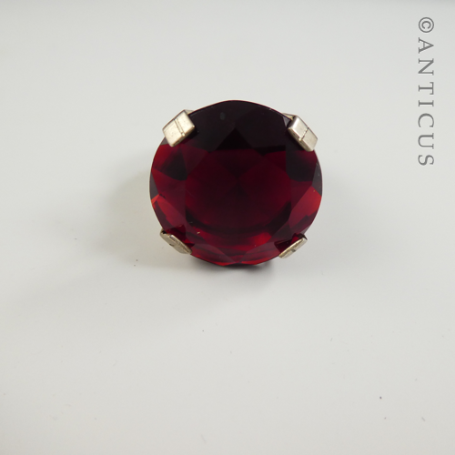 Large Red Crystal and Sterling Silver Ring.