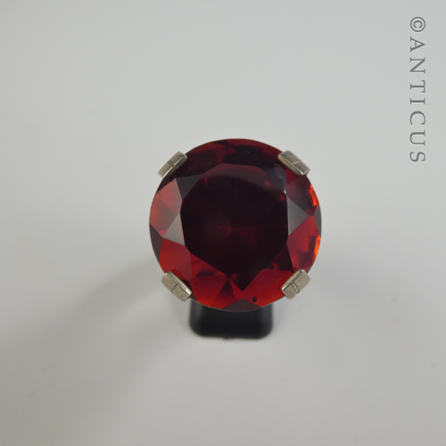 Large Red Crystal and Sterling Silver Ring.