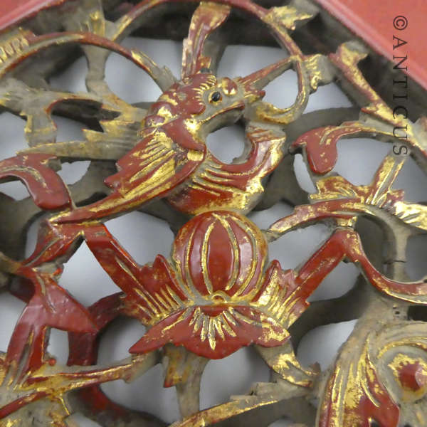 Round Lacquer and Gilt Chinese Panel.