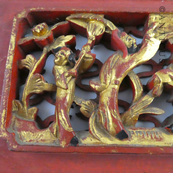 Two Chinese Lacquer & Gilt Carved Panels.