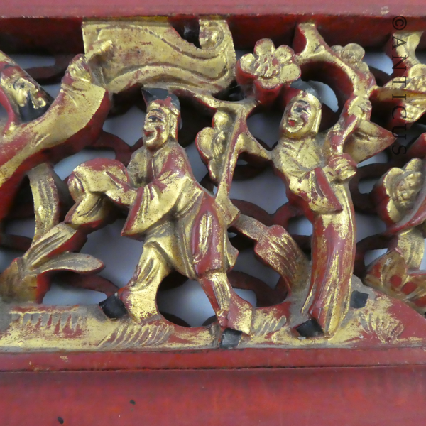 Two Chinese Lacquer & Gilt Carved Panels.