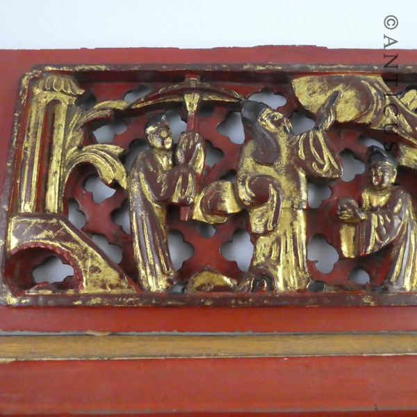 Two Chinese Lacquer & Gilt Carved Panels.