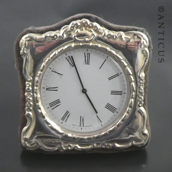 Silver Mounted Desk or Bedside Clock.