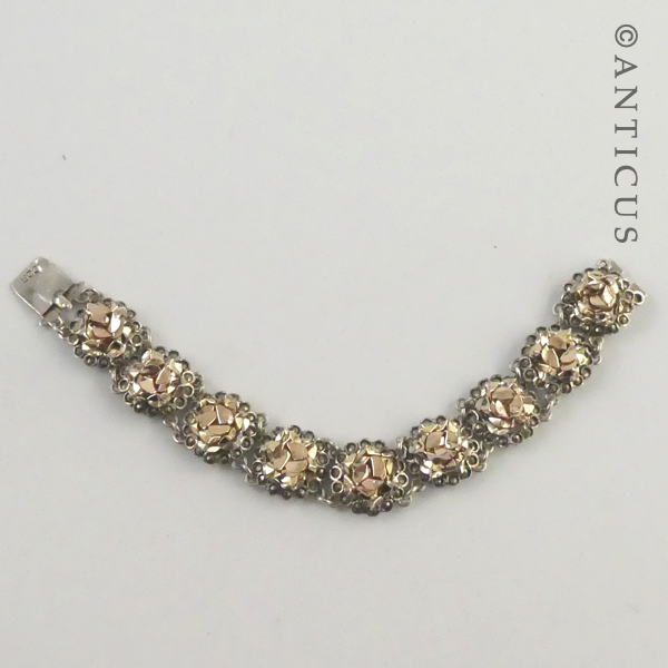Vintage Silver and Gilt Floral Link Bracelet.