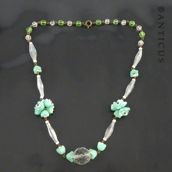 Vintage Mint Green Floral Necklace.