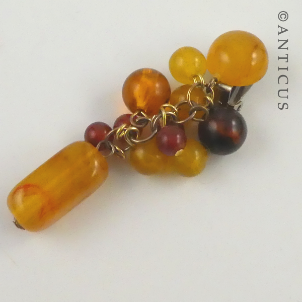 Pair of Multi-Coloured Amber Earrings.