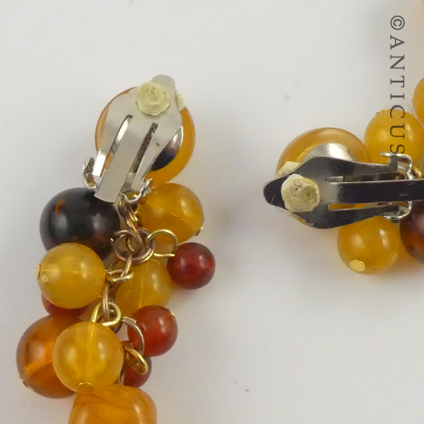 Pair of Multi-Coloured Amber Earrings.