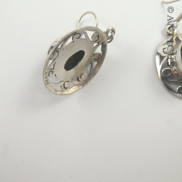 Silver and Tiger's Eye Drop Earrings.