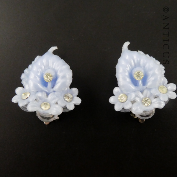 Retro Vintage Blue Earrings.