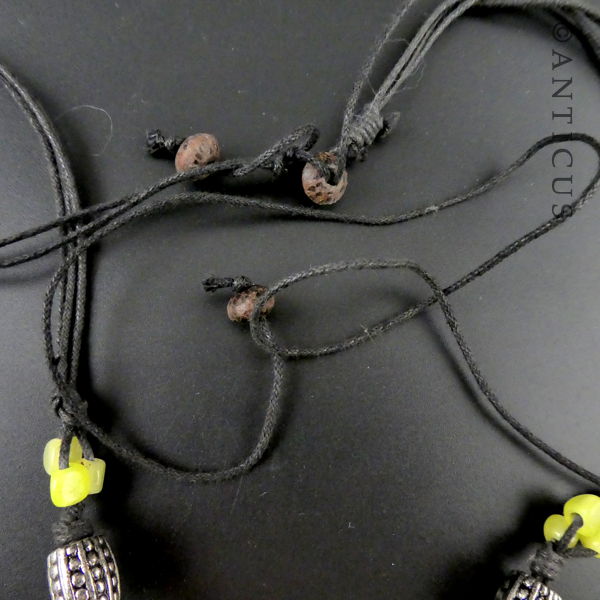 Lime Green Glass Chunky Necklace on Cord.