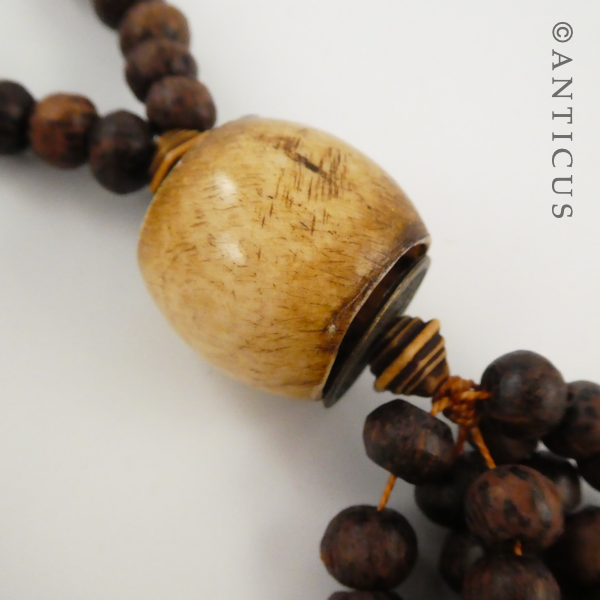Wooden Necklace with Tassel, Ethnic.