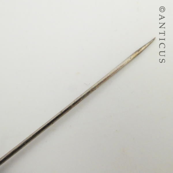 Short Mourning Hatpin, Bead Finial.