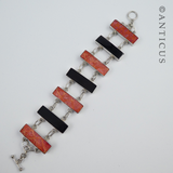 Coral, Silver and Black Shell Bracelet.