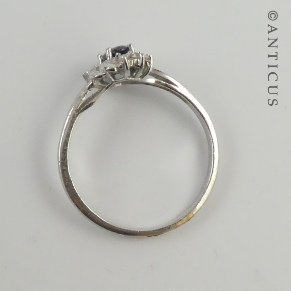 Silver & Faux Sapphire Ring.