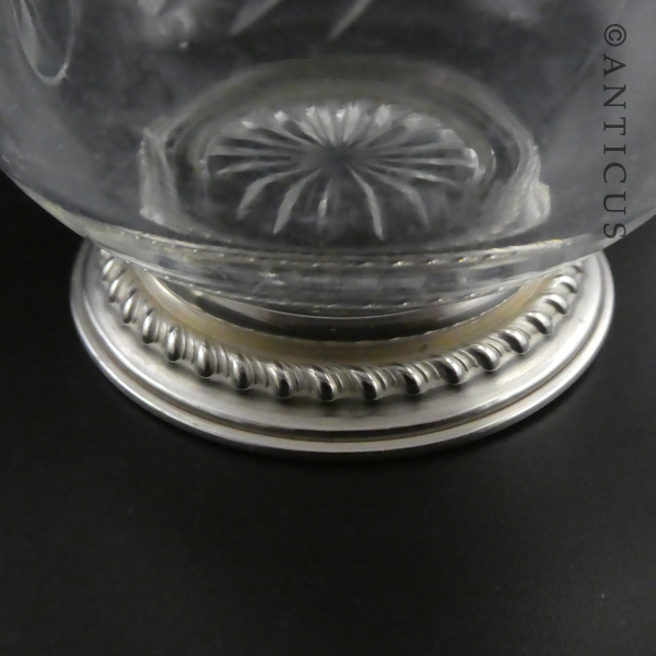 Sugar and Creamer, Etched Glass, Silver Plate.