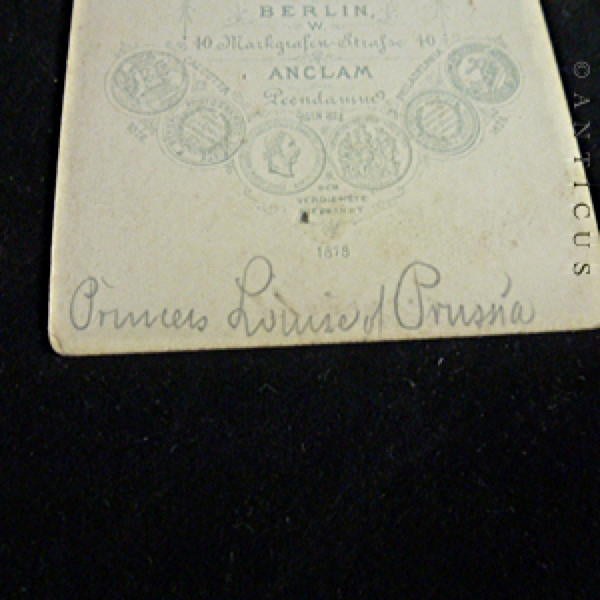 Carte de Visite of Princess Louise of Prussia, 1878.