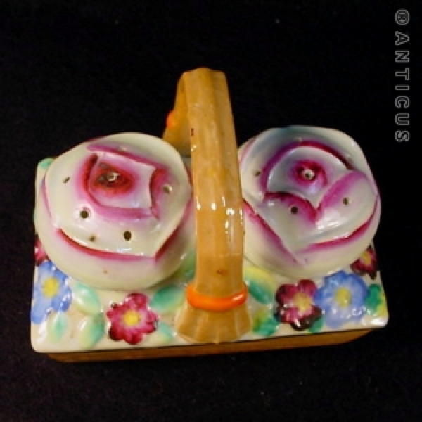 Salt and Pepper Cruet, Early Japanese Lustre Ware.