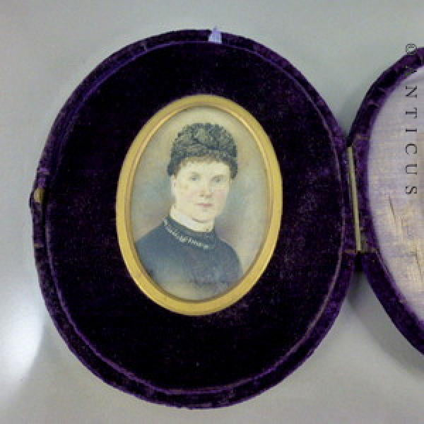 19th Century Miniature in Velvet Frame.