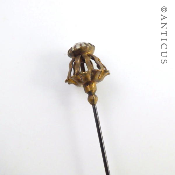 Long Hat Pin, Edwardian, Diamanté Top.