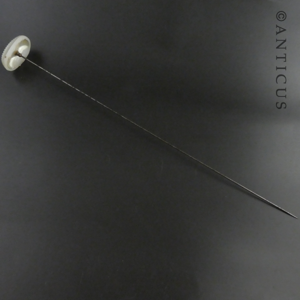 Edwardian Long Hatpin, Pearly Top.