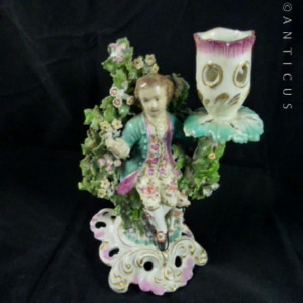 Porcelain Figurine, 18th Century?, Candleholder.