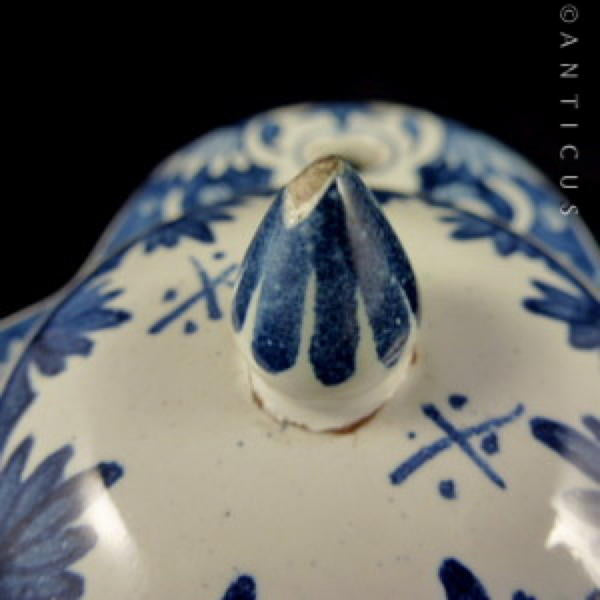 Blue and White Faience Inkwell, Handpainted.