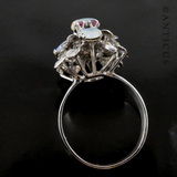 14ct White Gold and Opal Princess Ring.