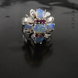 14ct White Gold and Opal Princess Ring.