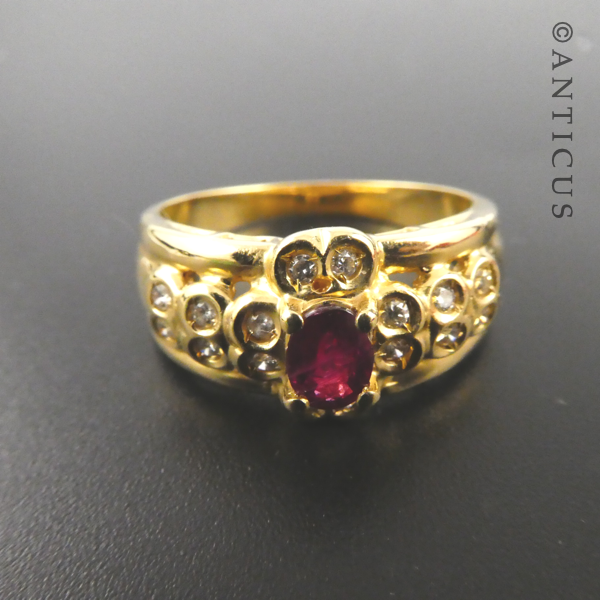 18ct Gold, Ruby and Diamond Ring.