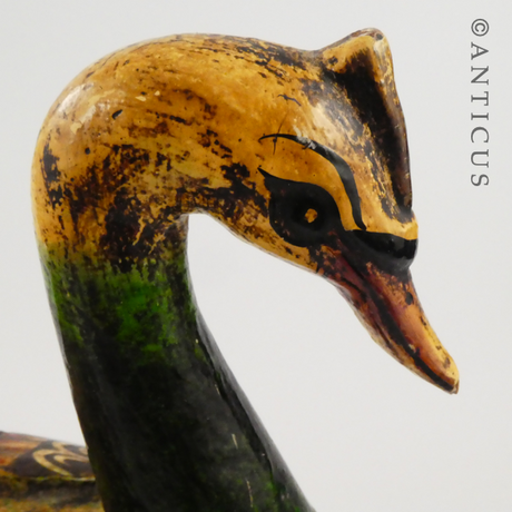 Carved and Painted Wooden Duck Box.
