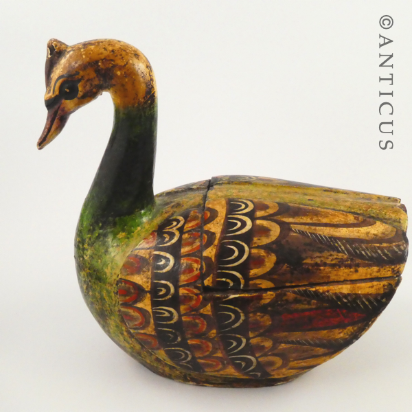 Carved and Painted Wooden Duck Box.