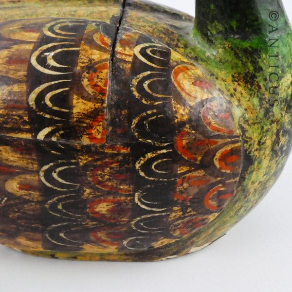Carved and Painted Wooden Duck Box.